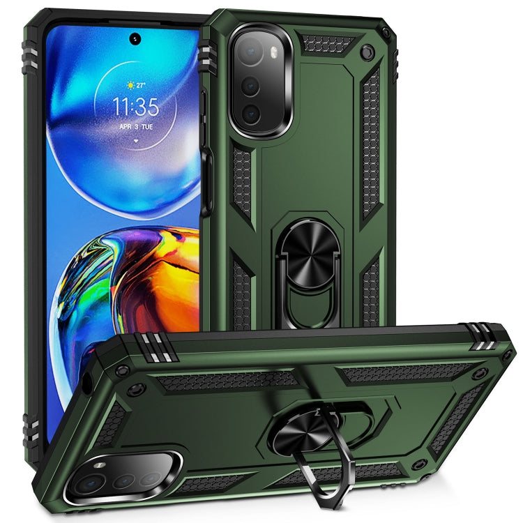 For Motorola Moto E32 4G Shockproof TPU + PC Phone Case with 360 Degree Rotating Holder