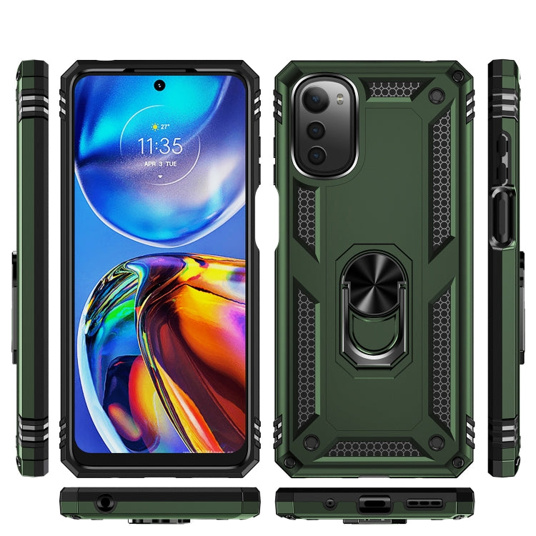 For Motorola Moto E32 4G Shockproof TPU + PC Phone Case with 360 Degree Rotating Holder