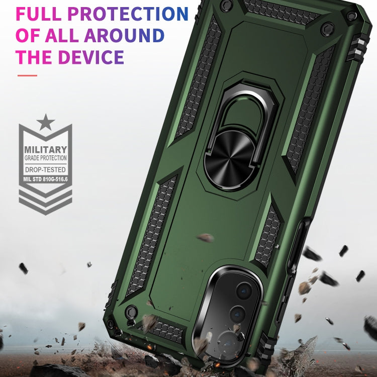 For Motorola Moto E32 4G Shockproof TPU + PC Phone Case with 360 Degree Rotating Holder
