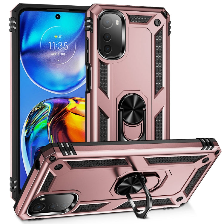 For Motorola Moto E32 4G Shockproof TPU + PC Phone Case with 360 Degree Rotating Holder