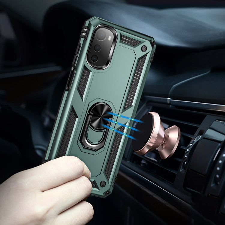 For Motorola Moto E32 4G Shockproof TPU + PC Phone Case with 360 Degree Rotating Holder