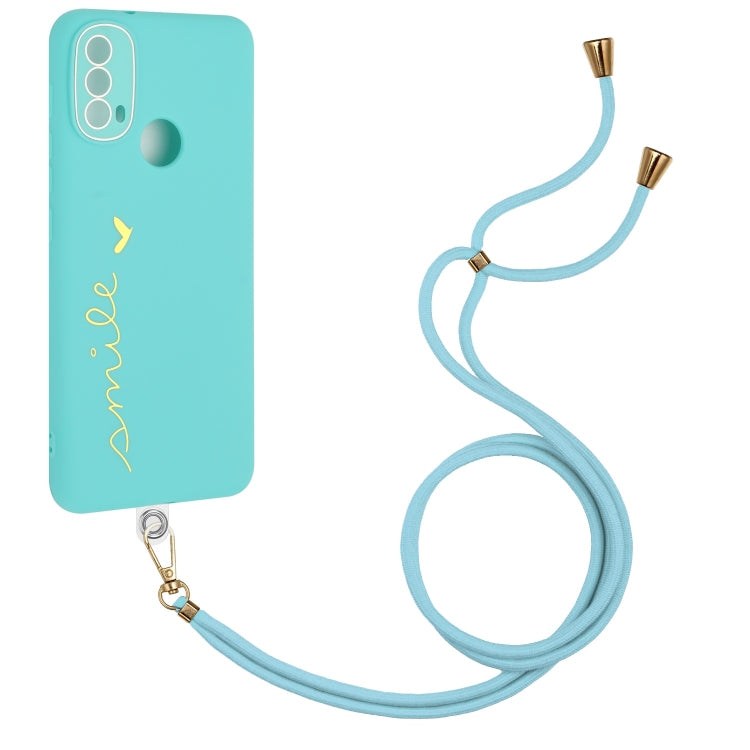 For Motorola Moto E20 Gilding Line TPU Phone Case with Strap