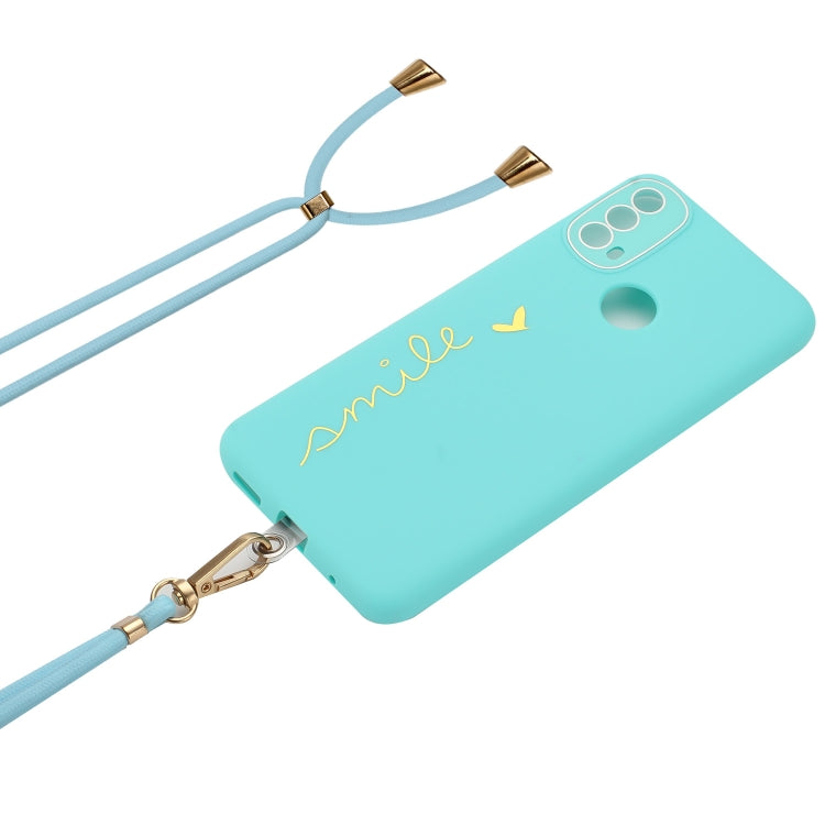 For Motorola Moto E20 Gilding Line TPU Phone Case with Strap