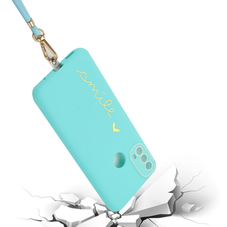 For Motorola Moto E20 Gilding Line TPU Phone Case with Strap