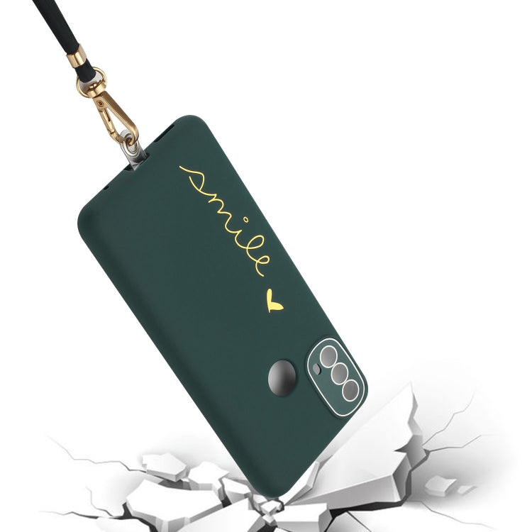 For Motorola Moto E40 / E30 Gilding Line TPU Phone Case with Strap