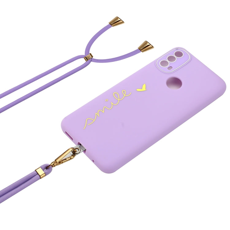 For Motorola Moto E40 / E30 Gilding Line TPU Phone Case with Strap