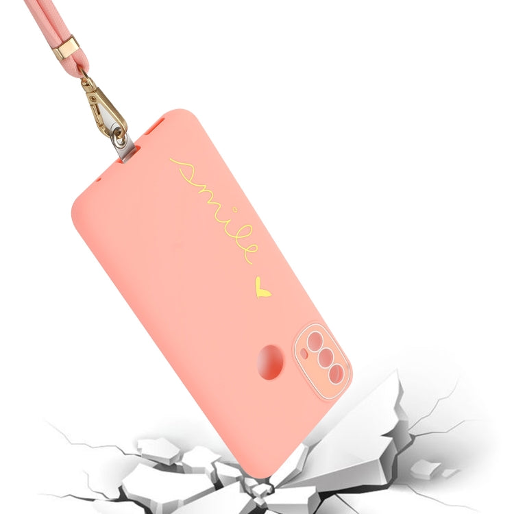 For Motorola Moto E40 / E30 Gilding Line TPU Phone Case with Strap