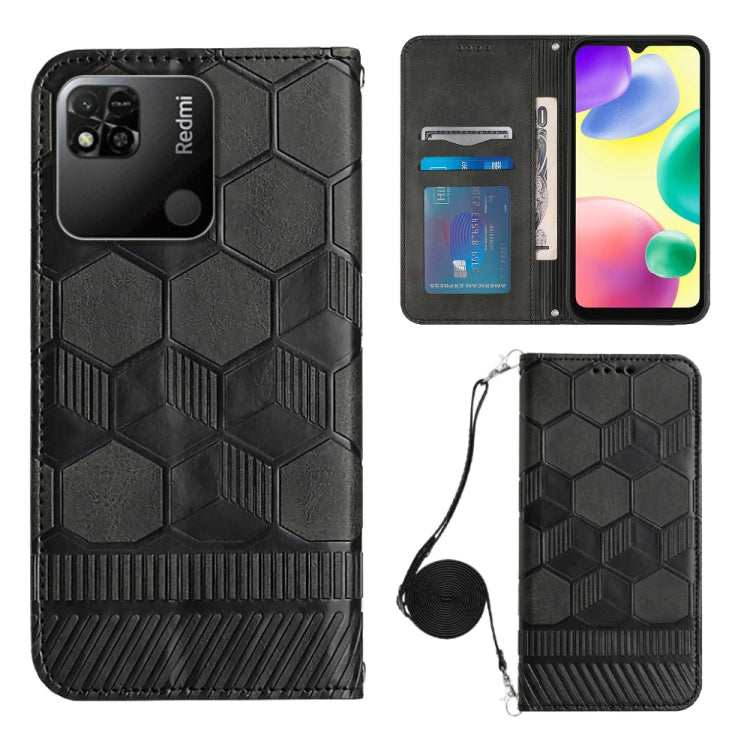 For Xiaomi Redmi 10A Crossbody Football Texture Magnetic PU Phone Case