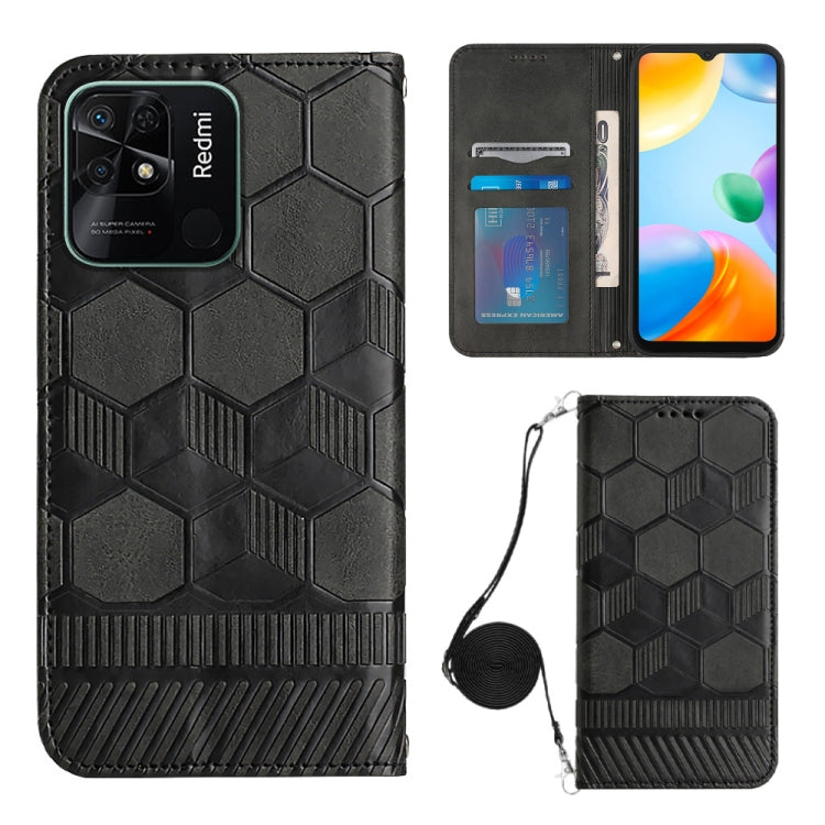 For Xiaomi Redmi 10C/Redmi 10 India Crossbody Football Texture Magnetic PU Phone Case