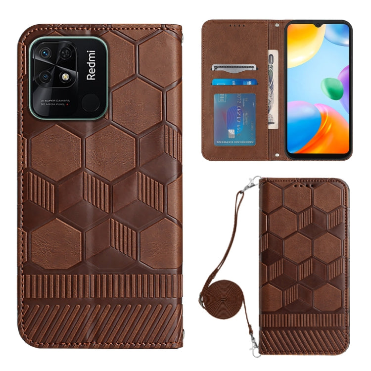 For Xiaomi Redmi 10C/Redmi 10 India Crossbody Football Texture Magnetic PU Phone Case
