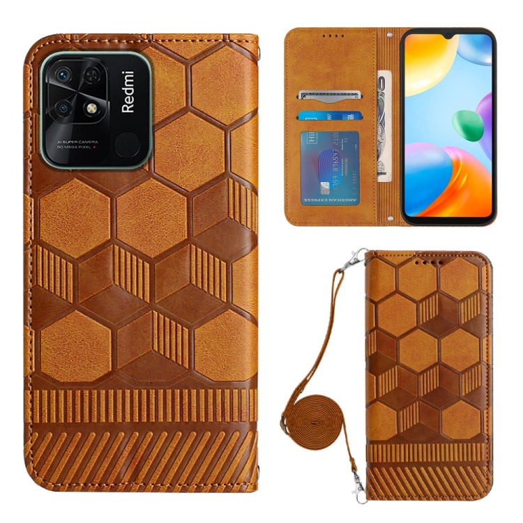 For Xiaomi Redmi 10C/Redmi 10 India Crossbody Football Texture Magnetic PU Phone Case