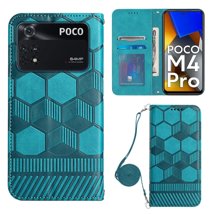 For Xiaomi Poco M4 Pro 4G Crossbody Football Texture Magnetic PU Phone Case