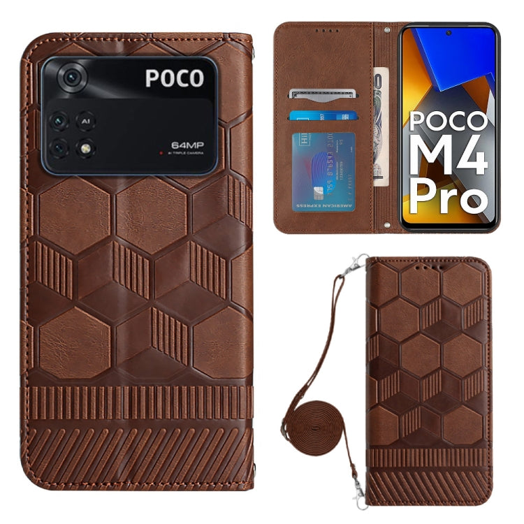 For Xiaomi Poco M4 Pro 4G Crossbody Football Texture Magnetic PU Phone Case