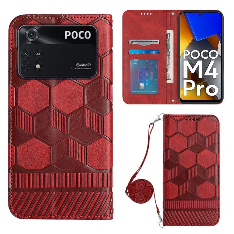 For Xiaomi Poco M4 Pro 4G Crossbody Football Texture Magnetic PU Phone Case