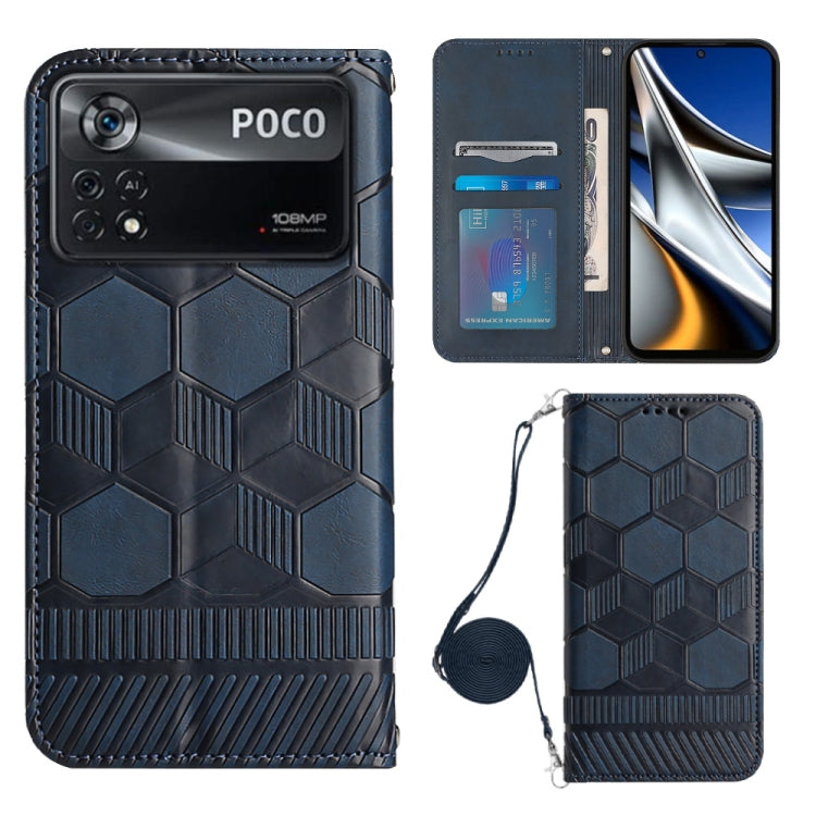 For Xiaomi Poco X4 Pro 5G Crossbody Football Texture Magnetic PU Phone Case