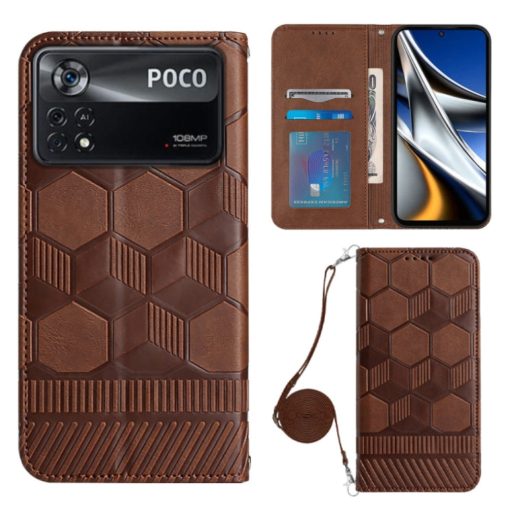 For Xiaomi Poco X4 Pro 5G Crossbody Football Texture Magnetic PU Phone Case