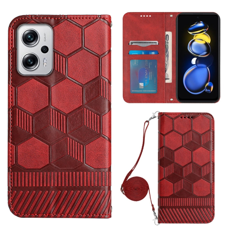 For Xiaomi Redmi Note 11T Pro Crossbody Football Texture Magnetic PU Phone Case