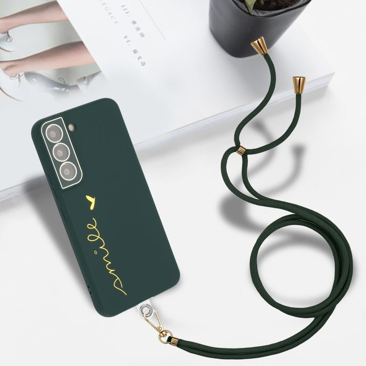 For Samsung Galaxy S22 5G Gilding Line TPU Phone Case with Strap
