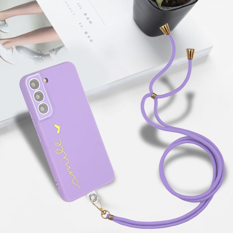 For Samsung Galaxy S22+ 5G Gilding Line TPU Phone Case with Strap