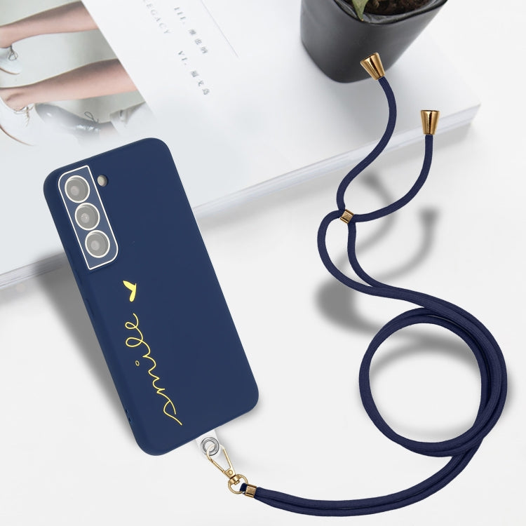For Samsung Galaxy S22+ 5G Gilding Line TPU Phone Case with Strap