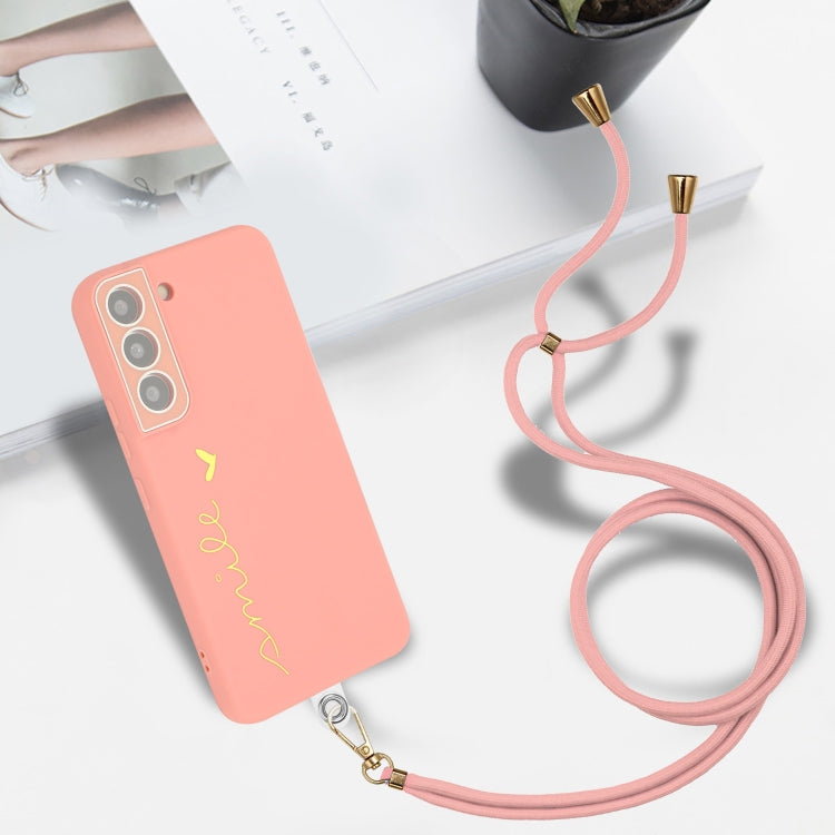 For Samsung Galaxy S22+ 5G Gilding Line TPU Phone Case with Strap