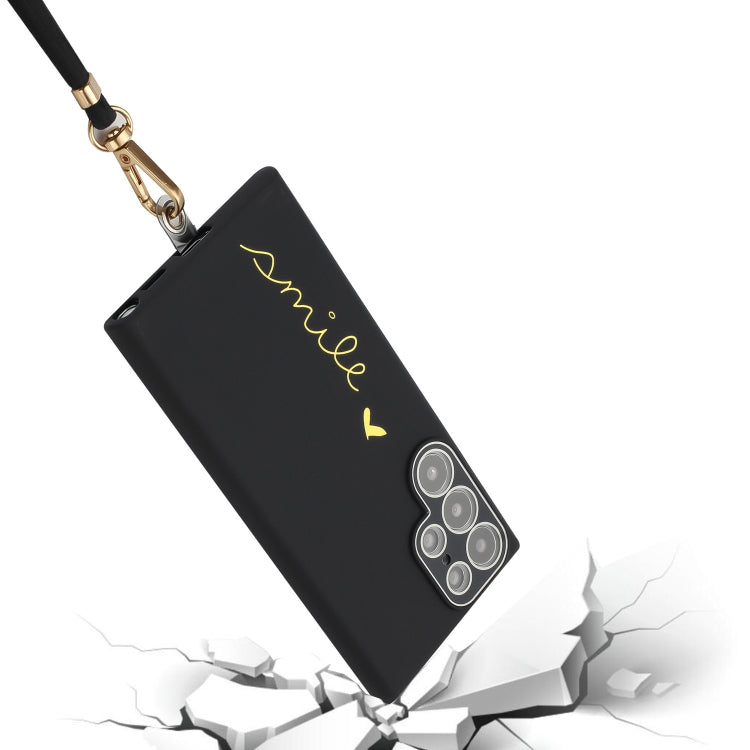 For Samsung Galaxy S22 Ultra 5G Gilding Line TPU Phone Case with Strap