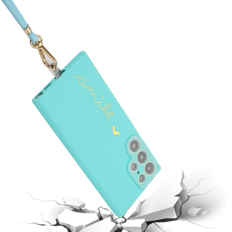 For Samsung Galaxy S22 Ultra 5G Gilding Line TPU Phone Case with Strap