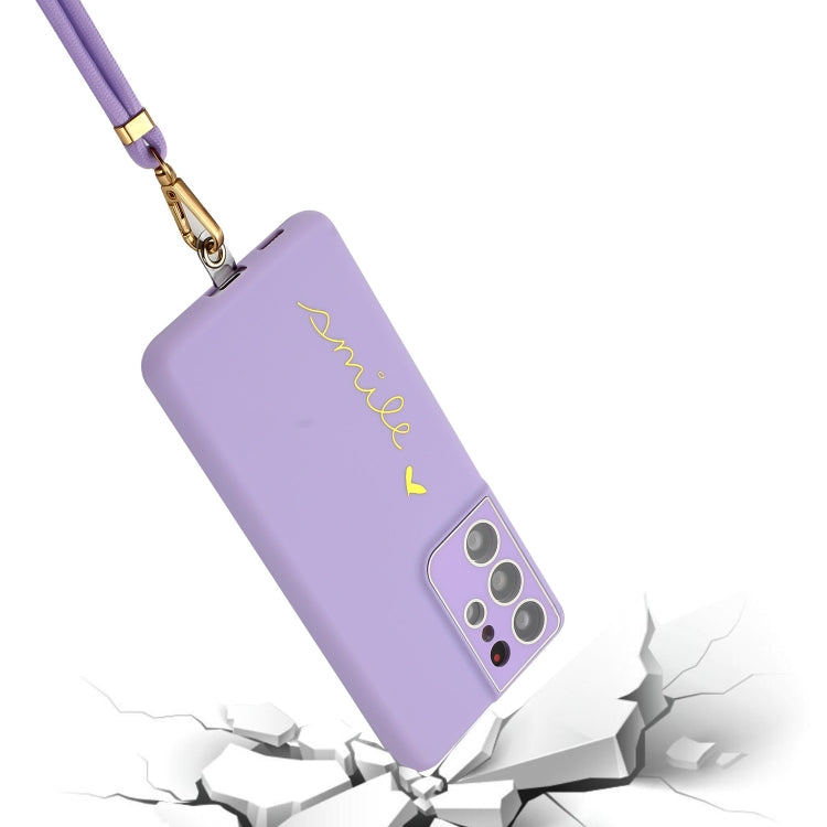For Samsung Galaxy S21 Ultra 5G Gilding Line TPU Phone Case with Strap