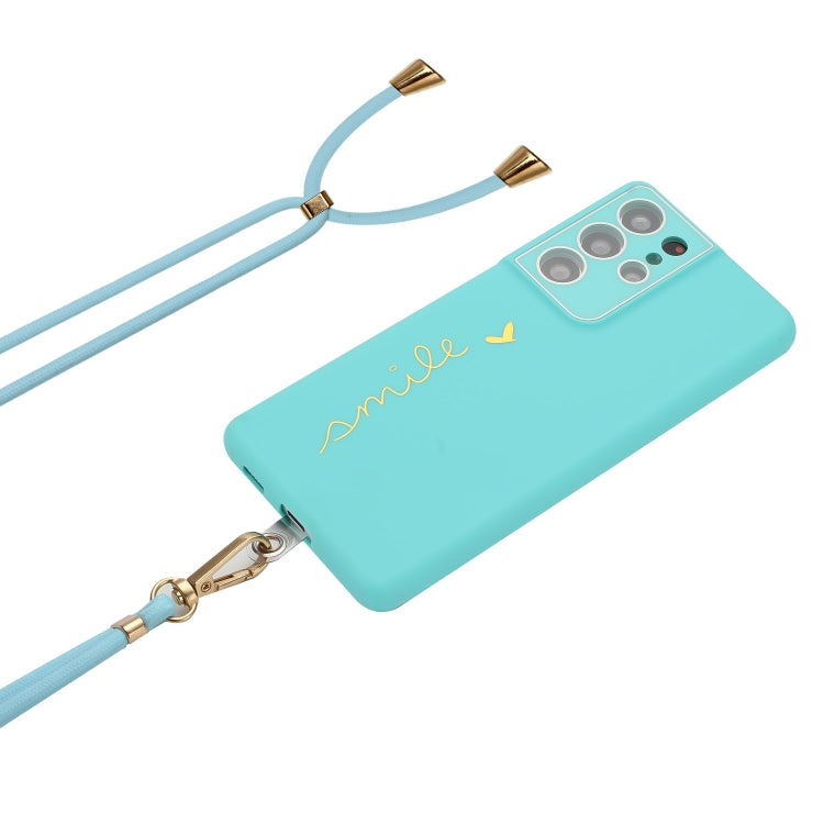 For Samsung Galaxy S21 Ultra 5G Gilding Line TPU Phone Case with Strap