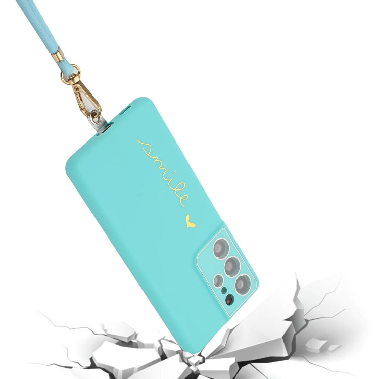 For Samsung Galaxy S21 Ultra 5G Gilding Line TPU Phone Case with Strap