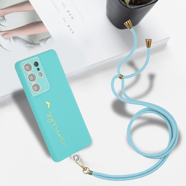 For Samsung Galaxy S21 Ultra 5G Gilding Line TPU Phone Case with Strap