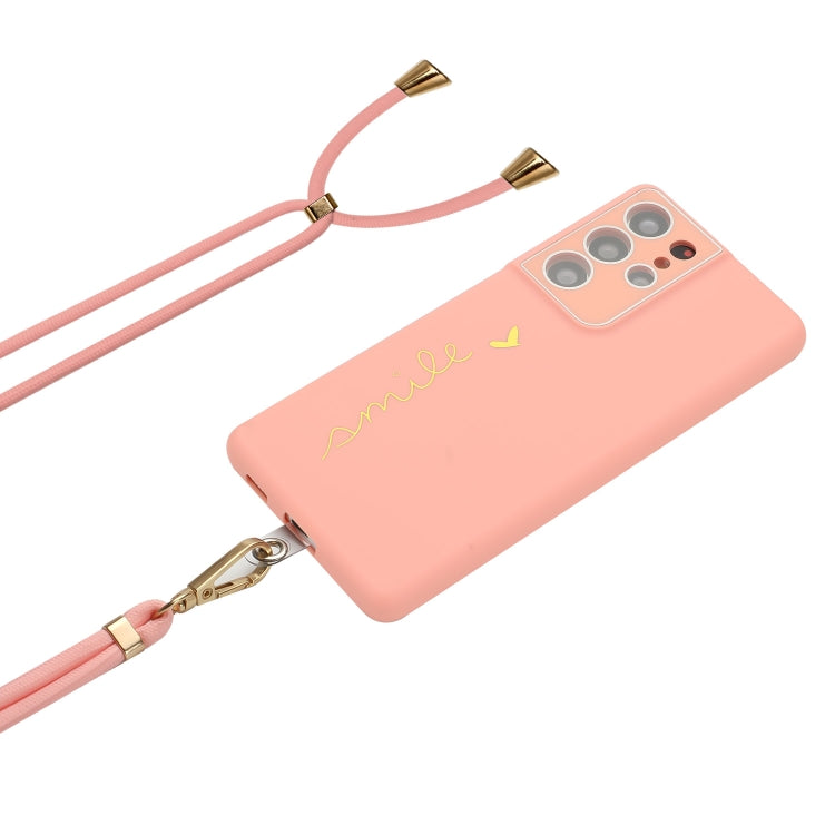 For Samsung Galaxy S21 Ultra 5G Gilding Line TPU Phone Case with Strap