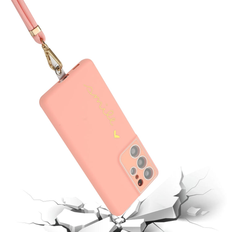 For Samsung Galaxy S21 Ultra 5G Gilding Line TPU Phone Case with Strap