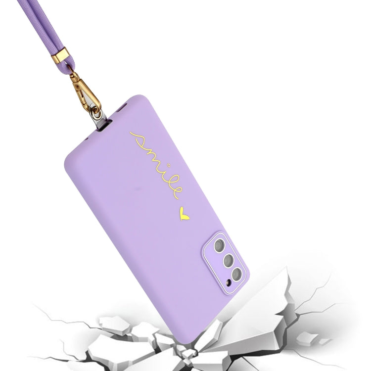 For Samsung Galaxy S20 FE Gilding Line TPU Phone Case with Strap