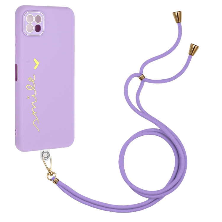 For Samsung Galaxy A22 5G / F42 5G / A22s 5G Gilding Line TPU Phone Case with Strap