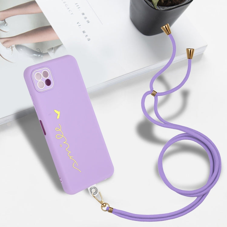 For Samsung Galaxy A22 5G / F42 5G / A22s 5G Gilding Line TPU Phone Case with Strap