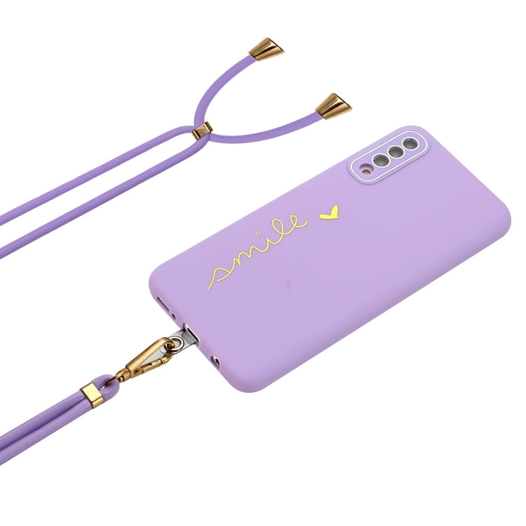 For Samsung Galaxy A50 Gilding Line TPU Phone Case with Strap