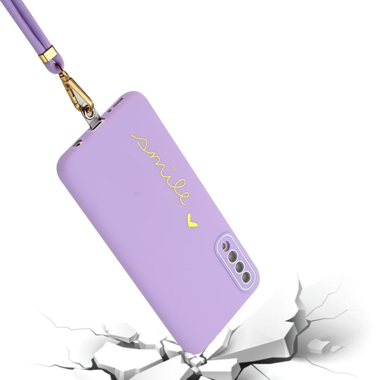 For Samsung Galaxy A50 Gilding Line TPU Phone Case with Strap