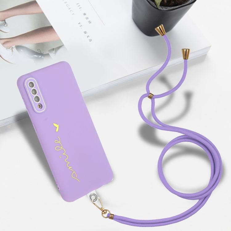 For Samsung Galaxy A50 Gilding Line TPU Phone Case with Strap
