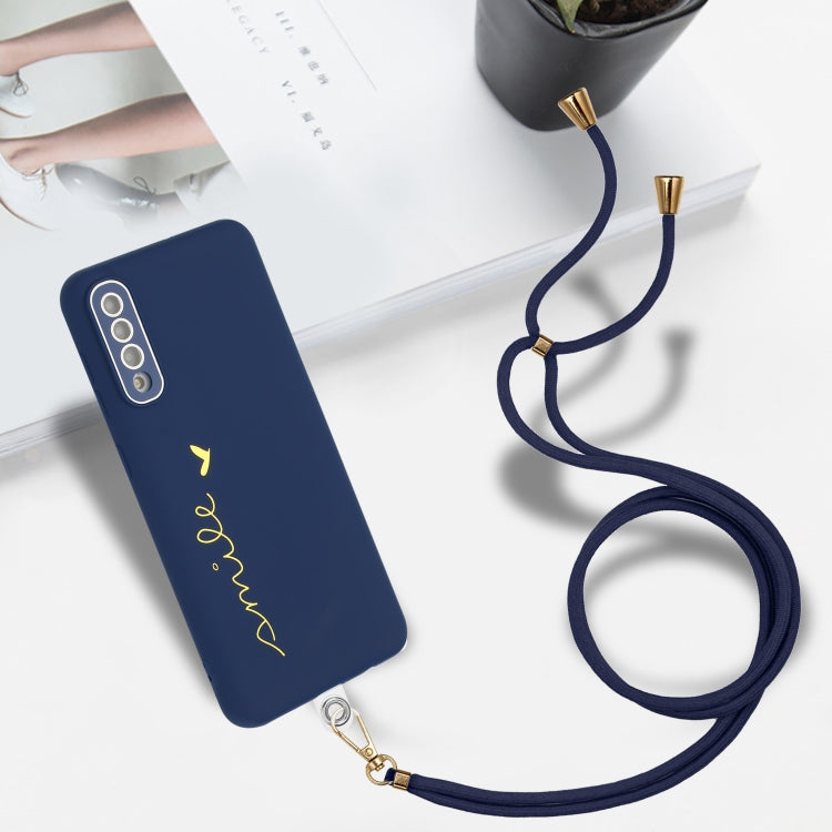 For Samsung Galaxy A50 Gilding Line TPU Phone Case with Strap