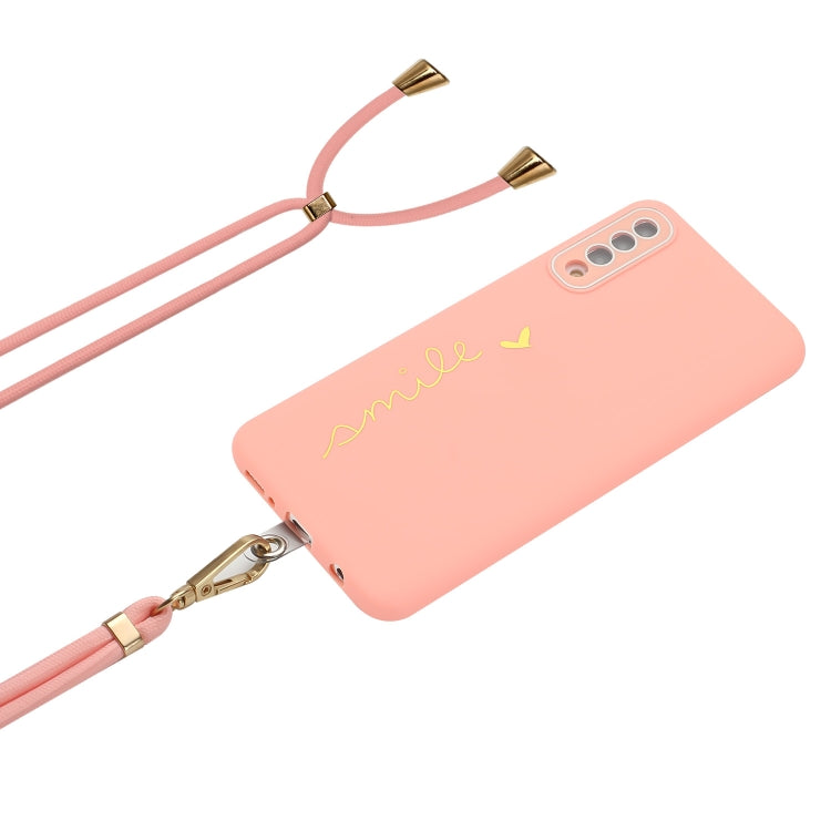 For Samsung Galaxy A50 Gilding Line TPU Phone Case with Strap