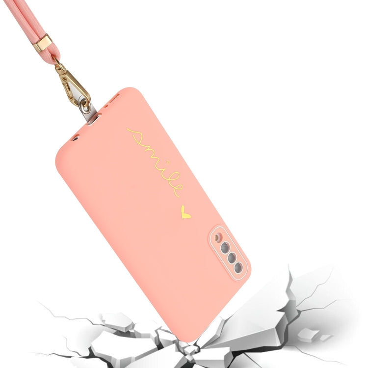 For Samsung Galaxy A50 Gilding Line TPU Phone Case with Strap