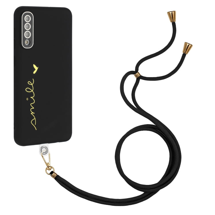 For Samsung Galaxy A70 Gilding Line TPU Phone Case with Strap