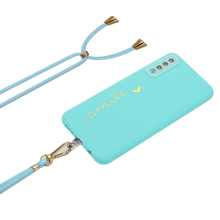 For Samsung Galaxy A70 Gilding Line TPU Phone Case with Strap