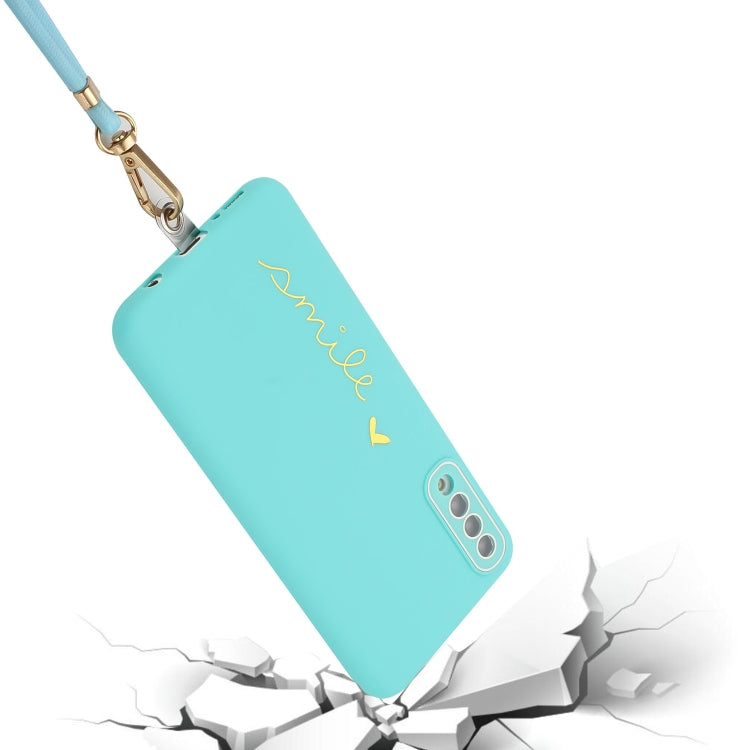 For Samsung Galaxy A70 Gilding Line TPU Phone Case with Strap