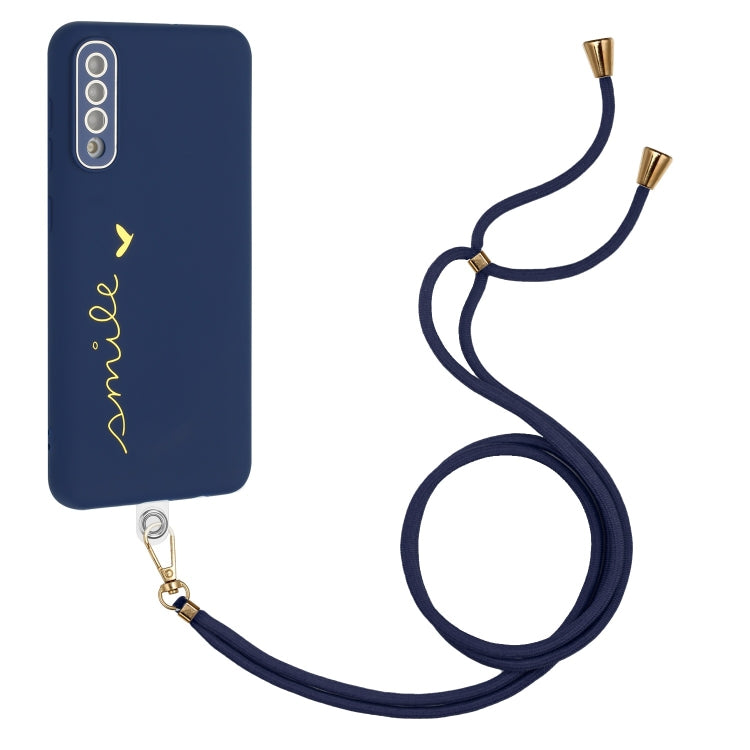 For Samsung Galaxy A70 Gilding Line TPU Phone Case with Strap