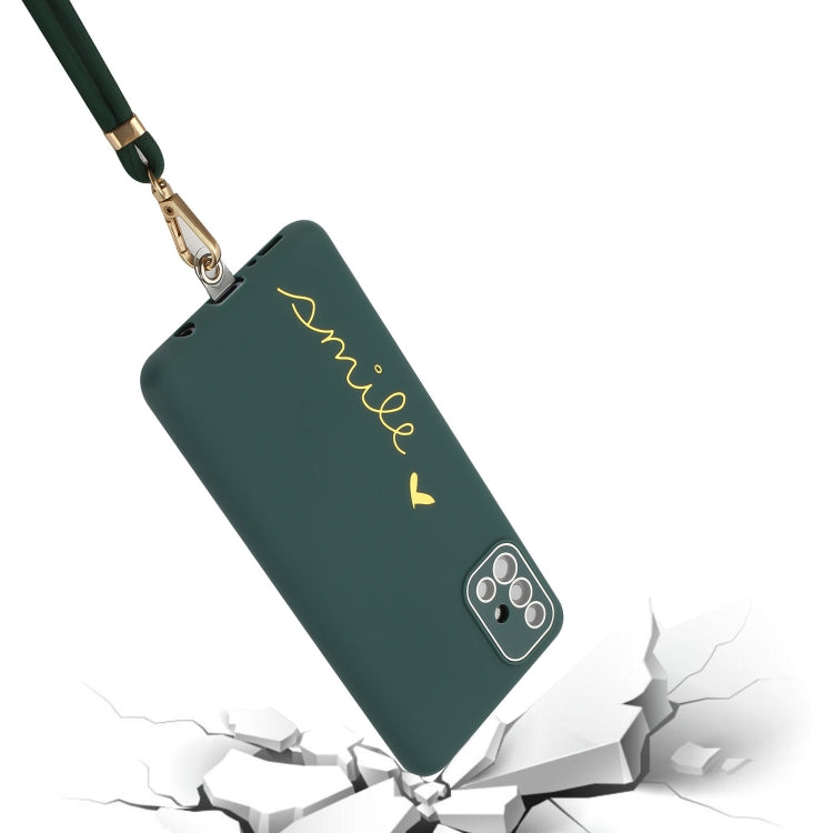 For Samsung Galaxy A71 4G Gilding Line TPU Phone Case with Strap