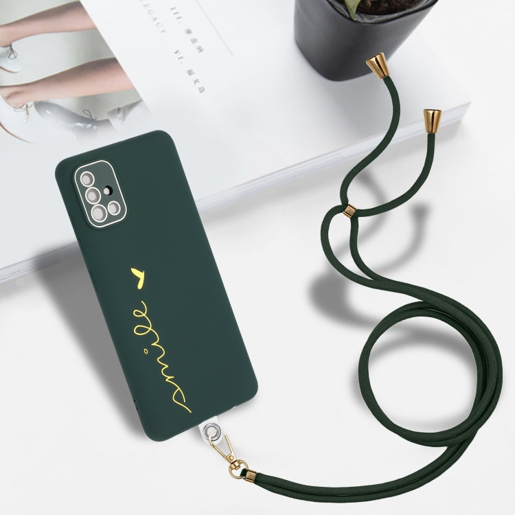 For Samsung Galaxy A71 4G Gilding Line TPU Phone Case with Strap