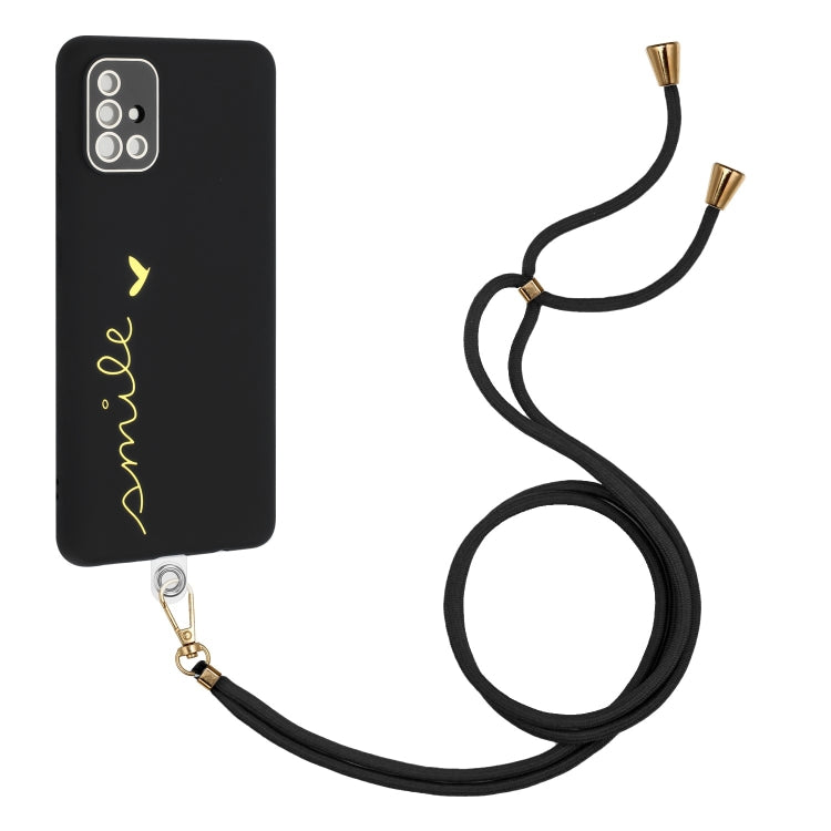 For Samsung Galaxy A71 4G Gilding Line TPU Phone Case with Strap
