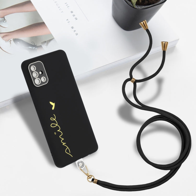 For Samsung Galaxy A71 4G Gilding Line TPU Phone Case with Strap